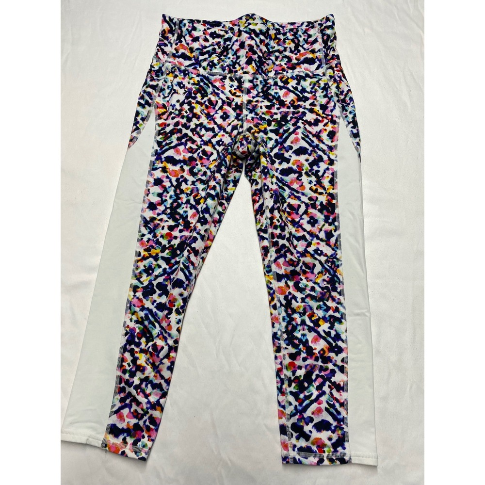 Athleta Womens Multi-Color Abstract Splatter Cropped High Rise Leggings Size M